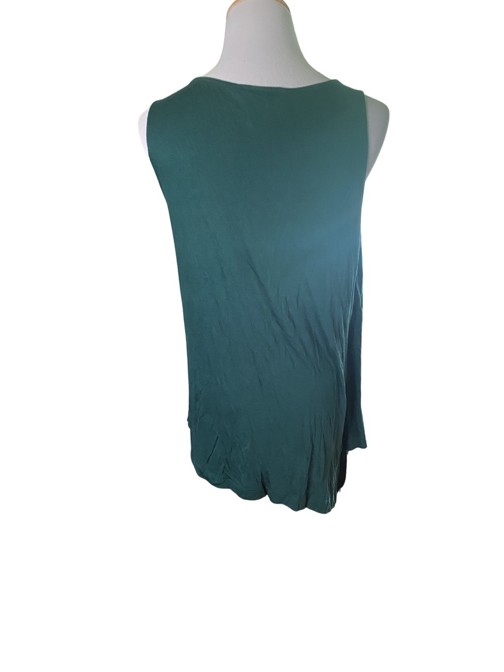 White House Black Market Draped Asymmetrical Sleeveless Top Emerald Green Size S - Picture 3 of 8